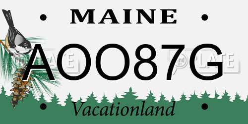 AOO87G Maine License Plate