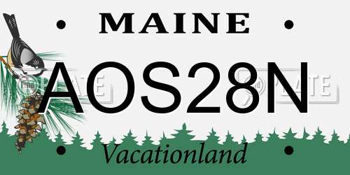 AOS28N Maine License Plate