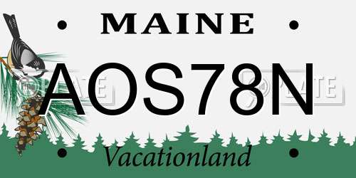 AOS78N Maine License Plate