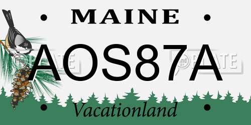 AOS87A Maine License Plate