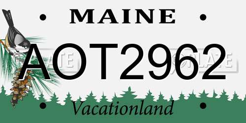 AOT2962 Maine License Plate