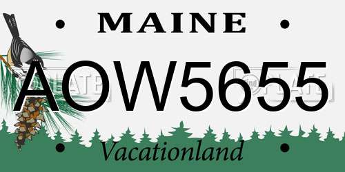 AOW5655 Maine License Plate