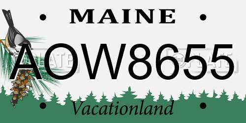 AOW8655 Maine License Plate