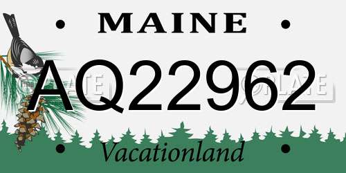AQ22962 Maine License Plate