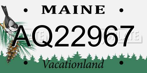 AQ22967 Maine License Plate