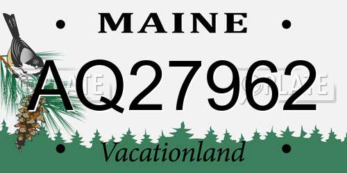 AQ27962 Maine License Plate