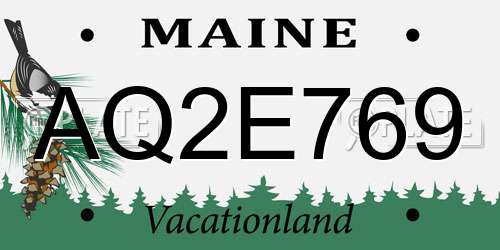 AQ2E769 Maine License Plate