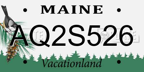 AQ2S526 Maine License Plate