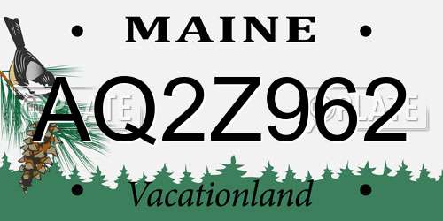 AQ2Z962 Maine License Plate