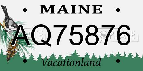 AQ75876 Maine License Plate