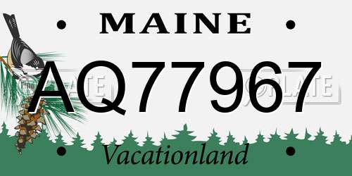 AQ77967 Maine License Plate