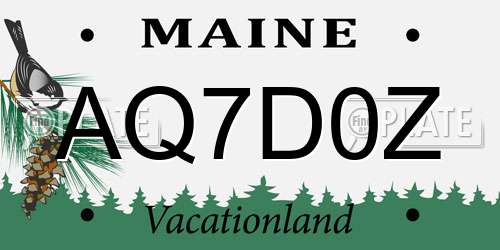AQ7D0Z Maine License Plate