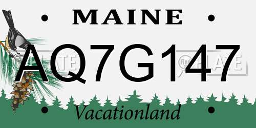 AQ7G147 Maine License Plate