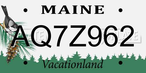 AQ7Z962 Maine License Plate