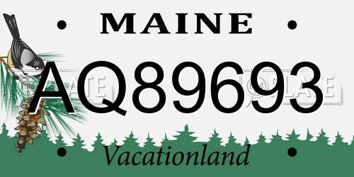 AQ89693 Maine License Plate