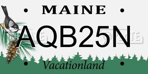 AQB25N Maine License Plate