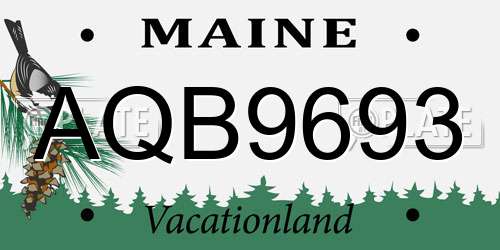AQB9693 Maine License Plate