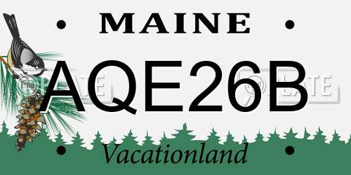 AQE26B Maine License Plate