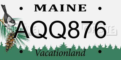 AQQ876 Maine License Plate
