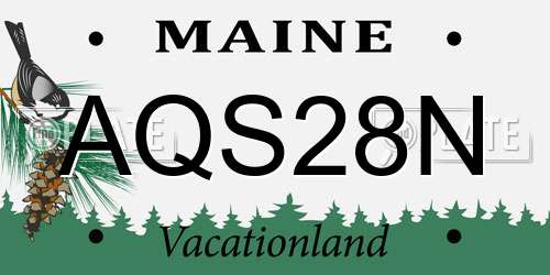 AQS28N Maine License Plate