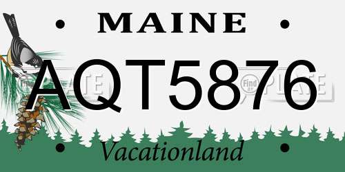 AQT5876 Maine License Plate