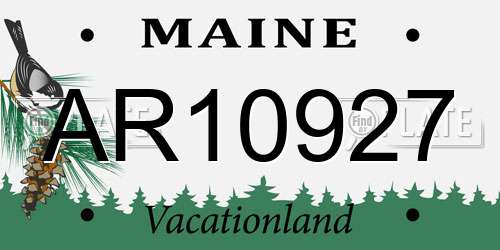 AR10927 Maine License Plate