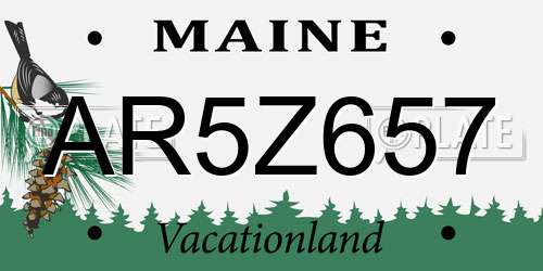 AR5Z657 Maine License Plate