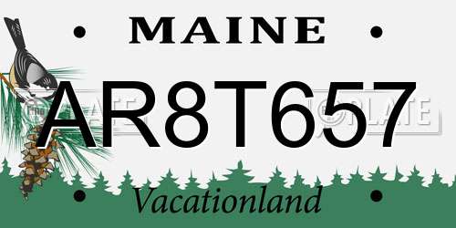 AR8T657 Maine License Plate