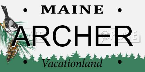 ARCHER Maine License Plate