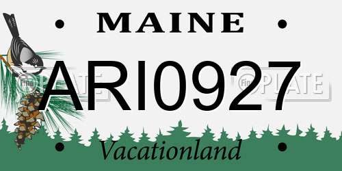 ARI0927 Maine License Plate