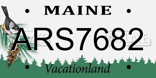 ARS7682 Maine License Plate