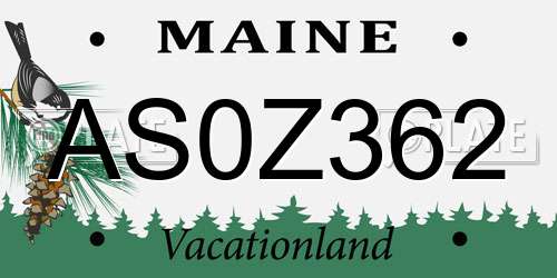 AS0Z362 Maine License Plate