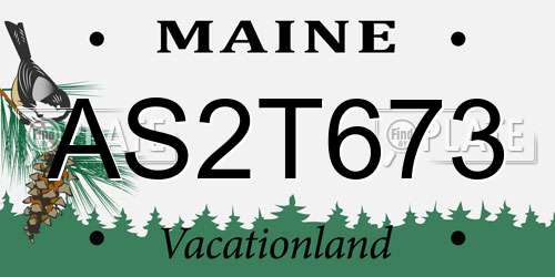 AS2T673 Maine License Plate