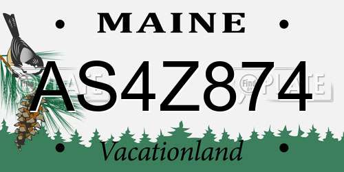AS4Z874 Maine License Plate