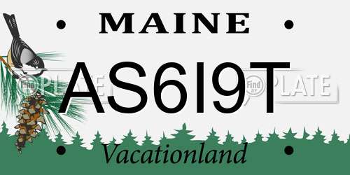 AS6I9T Maine License Plate