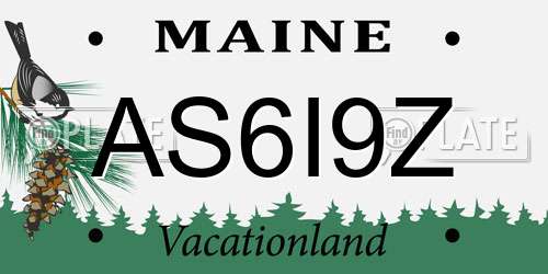AS6I9Z Maine License Plate