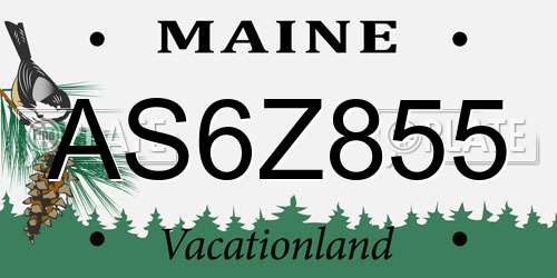 AS6Z855 Maine License Plate