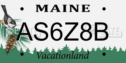 AS6Z8B Maine License Plate