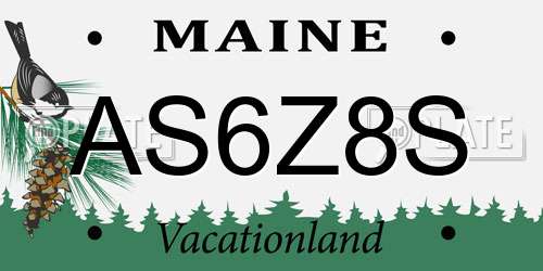AS6Z8S Maine License Plate