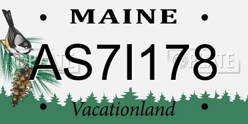 AS7I178 Maine License Plate