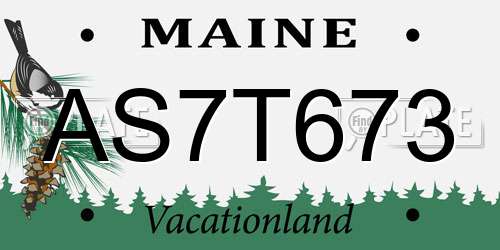 AS7T673 Maine License Plate