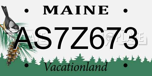AS7Z673 Maine License Plate