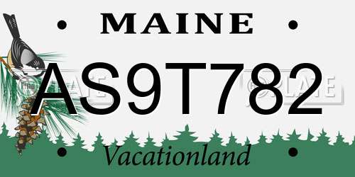 AS9T782 Maine License Plate
