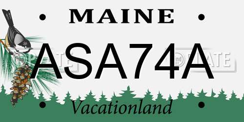 ASA74A Maine License Plate