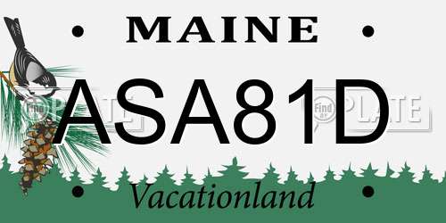 ASA81D Maine License Plate