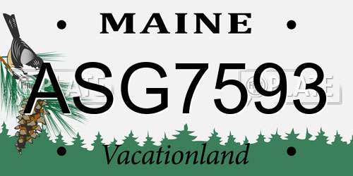 ASG7593 Maine License Plate