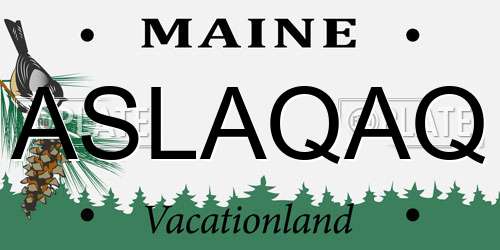 ASLAQAQ Maine License Plate