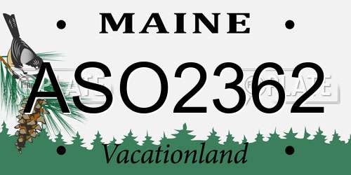 ASO2362 Maine License Plate