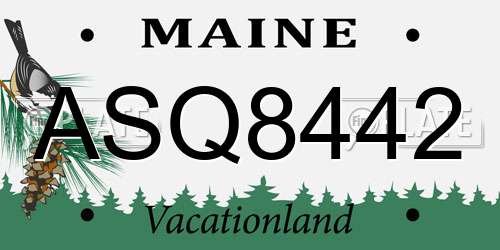 ASQ8442 Maine License Plate