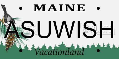 ASUWISH Maine License Plate